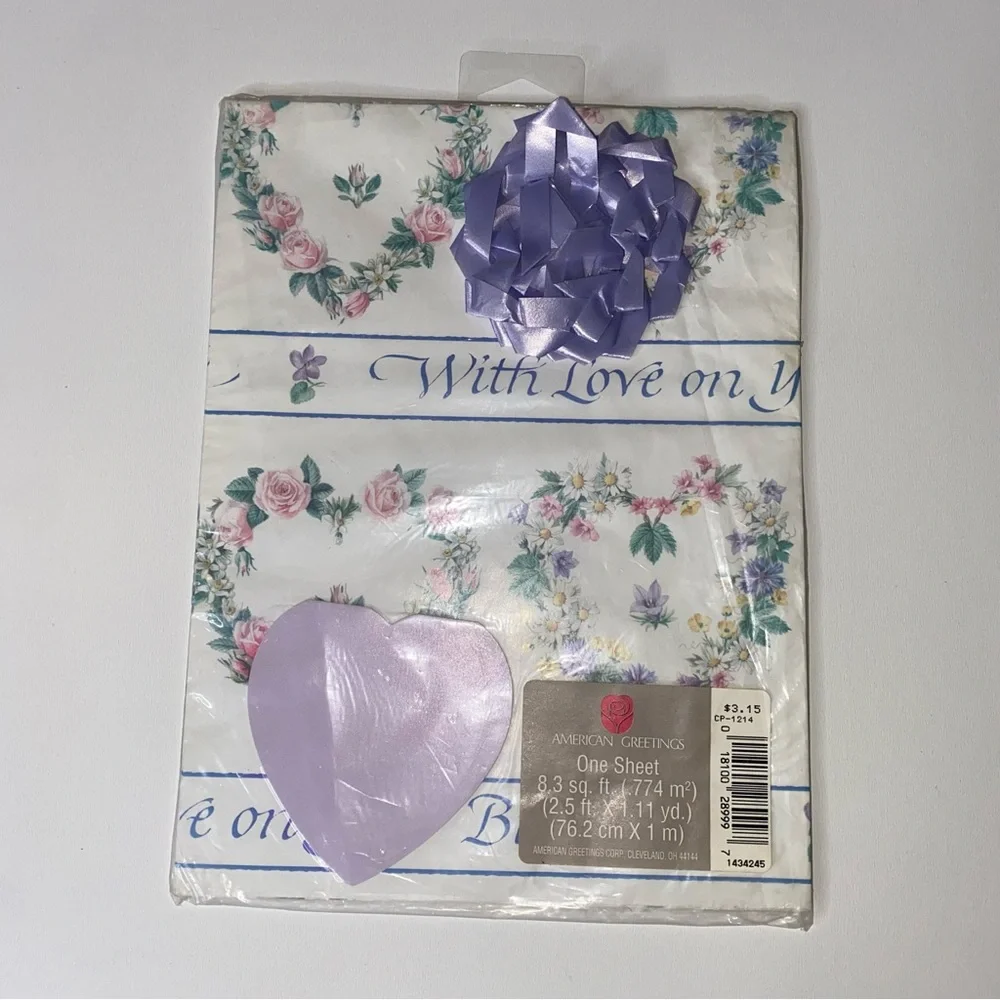 NWT Vintage American Greetings Gift Wrap Bridal Birthday Wedding Bundle of 7